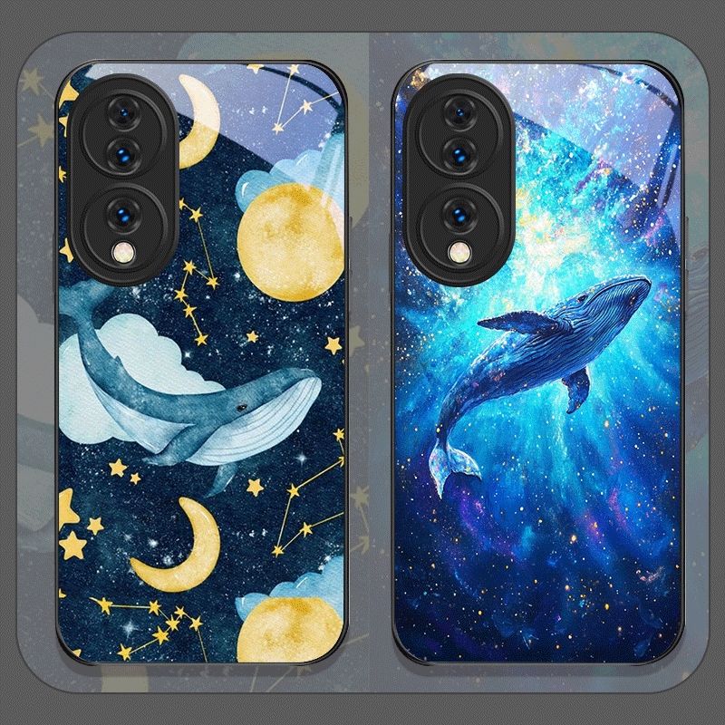 Huawei Nova 12 - Casing Ponsel Kaca Tempered Cetak Paus